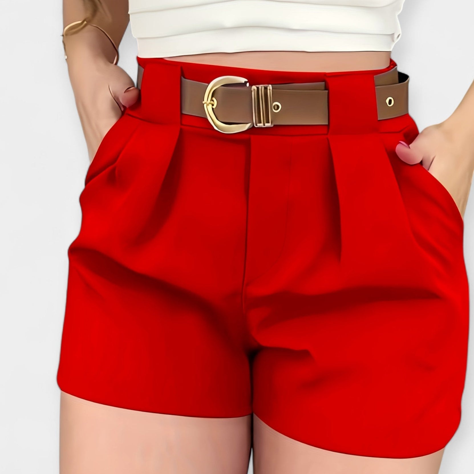 Pantalones cortos plisados de alta cintura