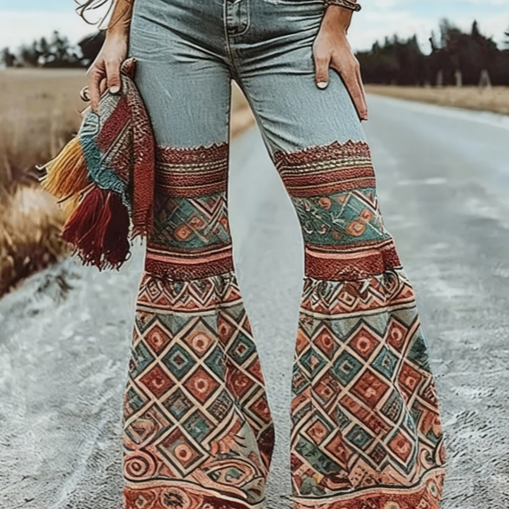 PANTALÓN BOHO PRINT FLARE RETRO
