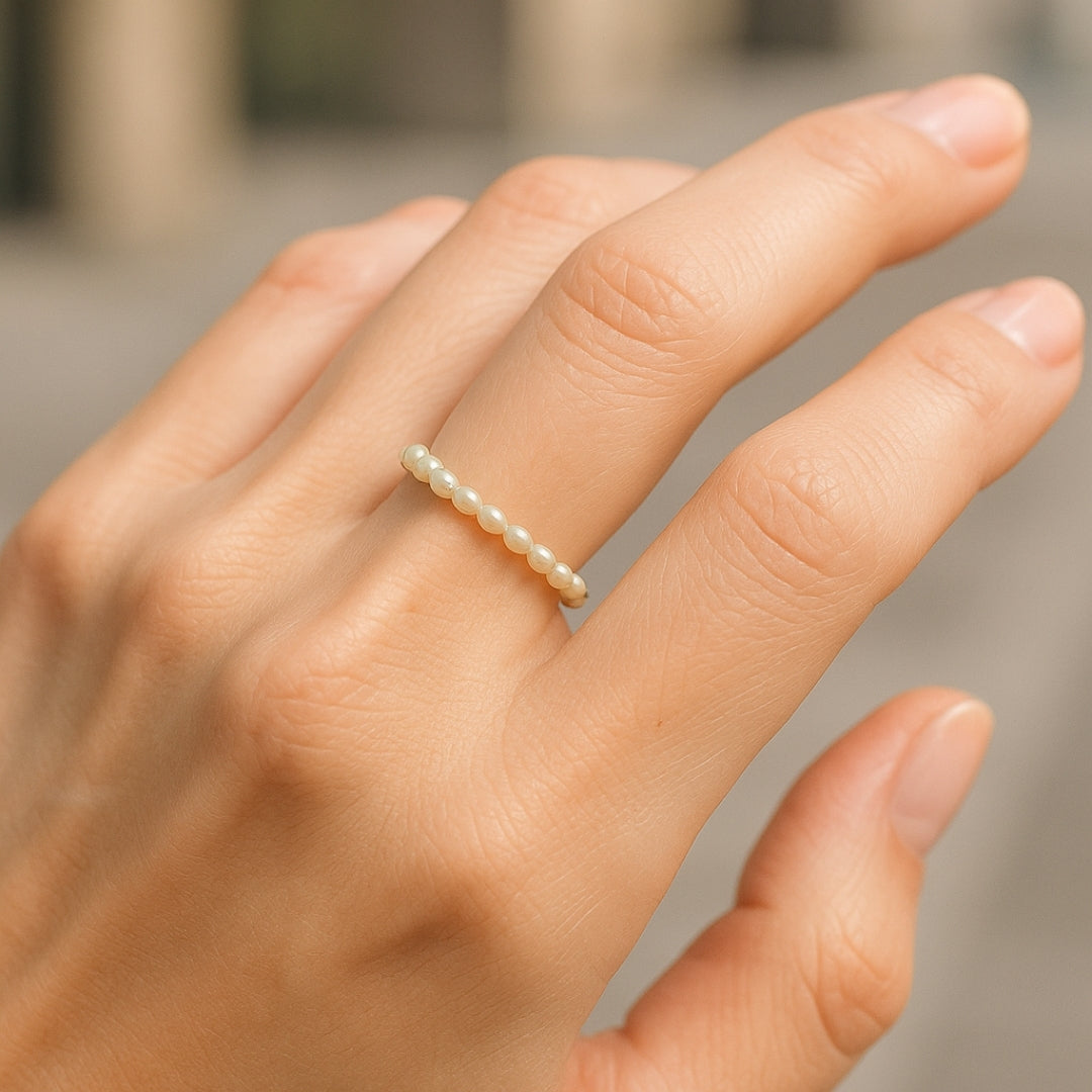 ANILLO VALENTINO COSTA ARO DE PERLAS BLANCAS