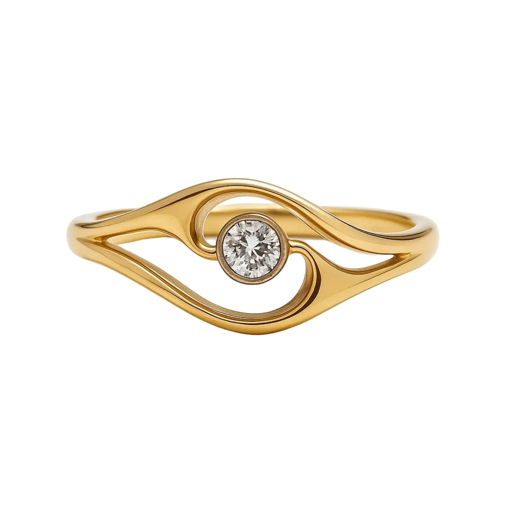 ANILLO VALENTINO COSTA ONDAS DORADAS CON CIRCONITA CENTRAL