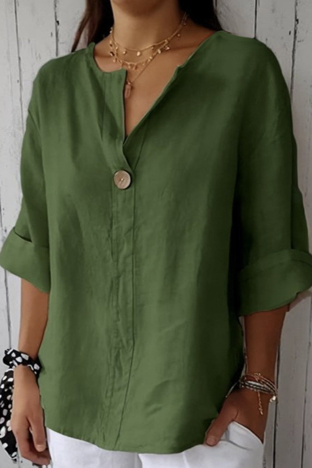 Zamma | Blusa de Lino Relajada con Escote en V