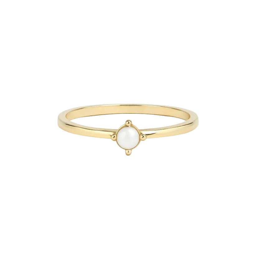 ANILLO VALENTINO COSTA FINO DORADO CON PIEDRA CENTRAL BLANCA