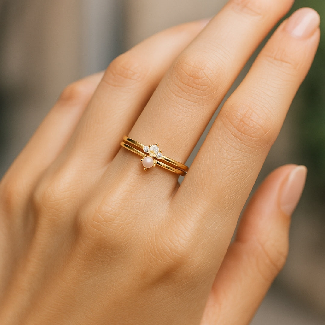 ANILLO VALENTINO COSTA DOBLE ARO CON CIRCONITA CENTRAL