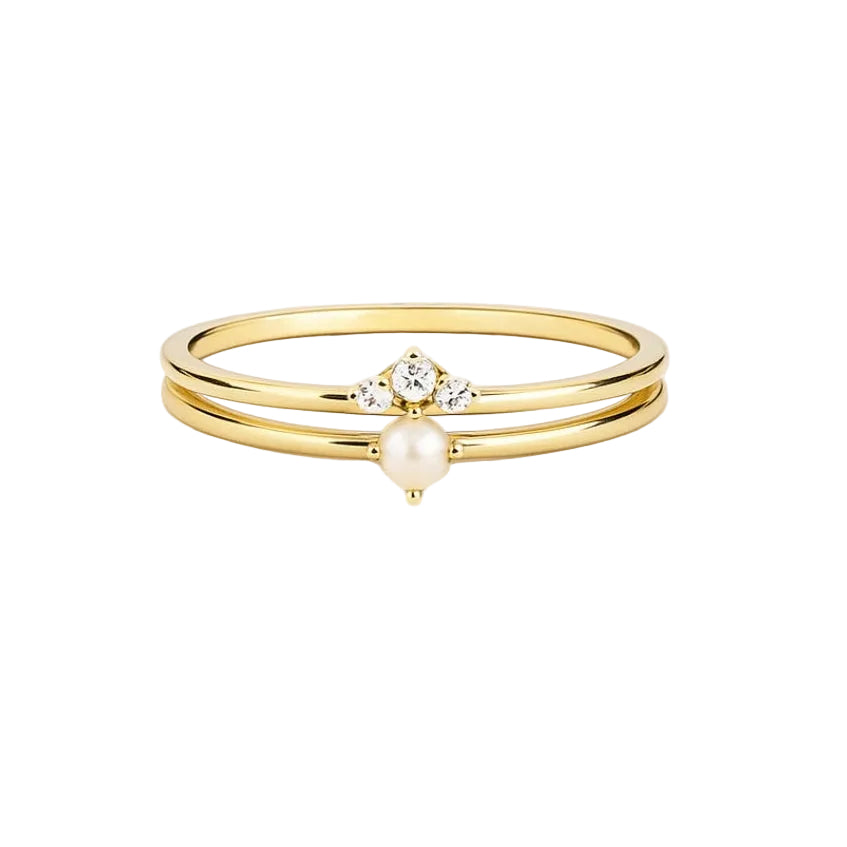 ANILLO VALENTINO COSTA DOBLE ARO CON CIRCONITA CENTRAL