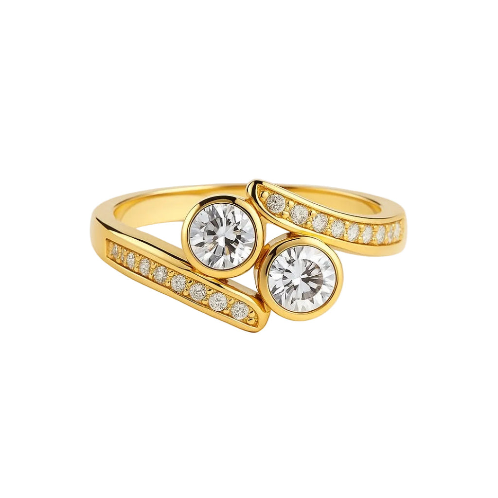 ANILLO VALENTINO COSTA DOBLE ARO CON CIRCONITAS ENGASTADAS