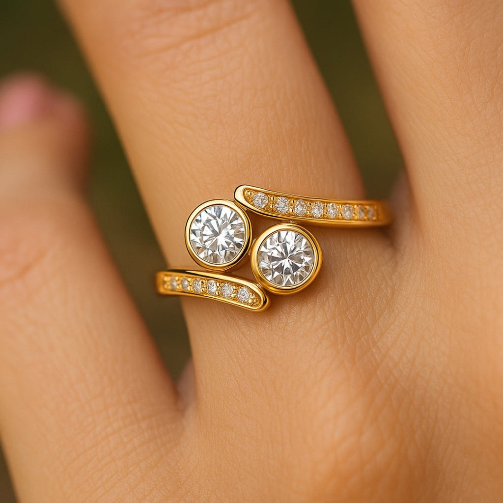 ANILLO VALENTINO COSTA DOBLE ARO CON CIRCONITAS ENGASTADAS