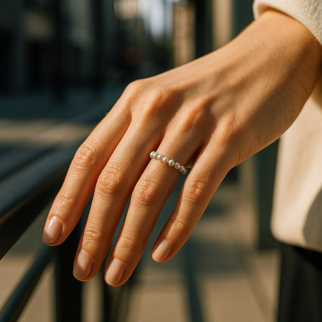 ANILLO VALENTINO COSTA PERLAS CONTINUAS ELÁSTICO