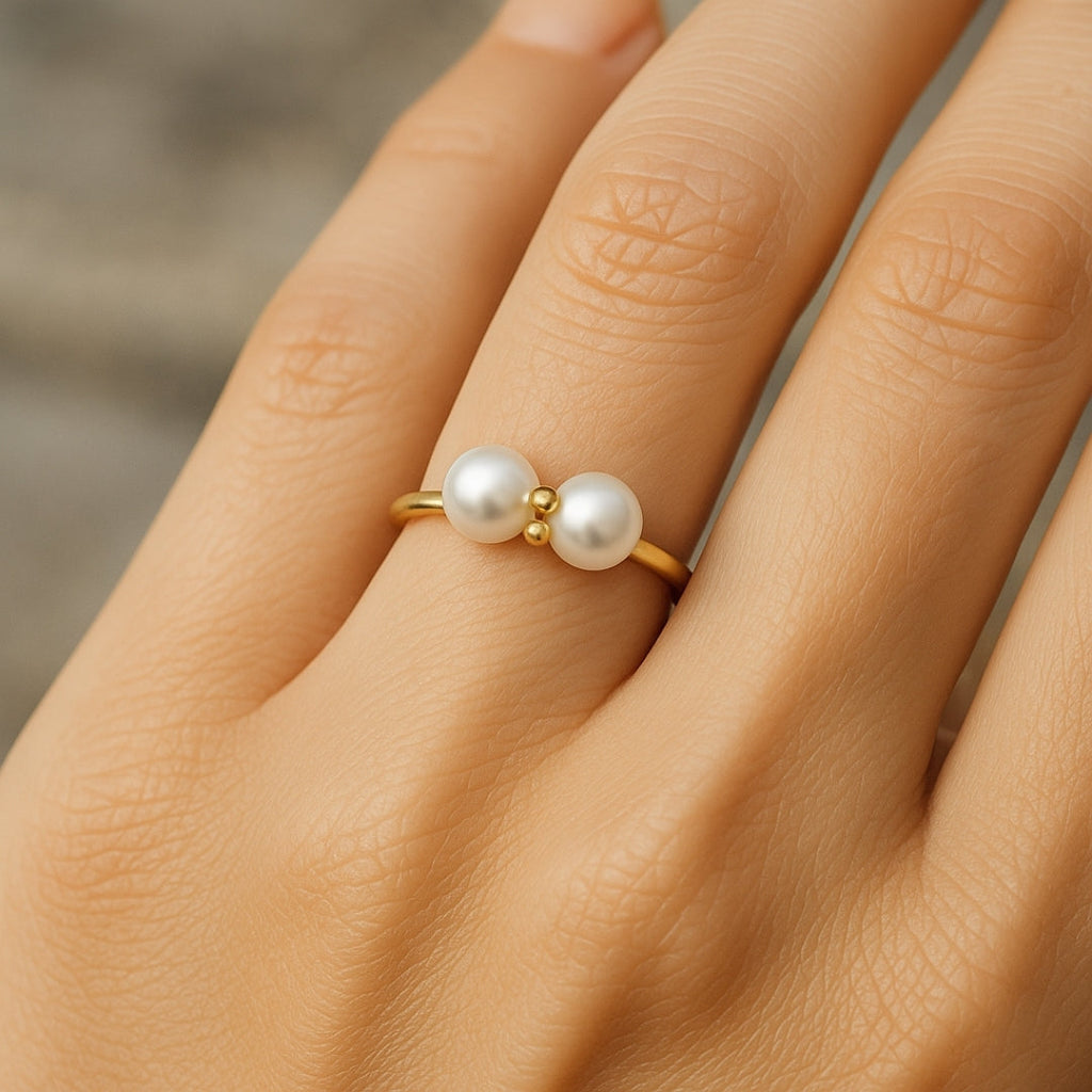 ANILLO VALENTINO COSTA PERLA DOBLE CON CIRCONITA