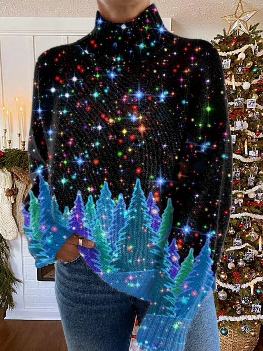 Saraya | Suéter navideño con estampado de estrellas