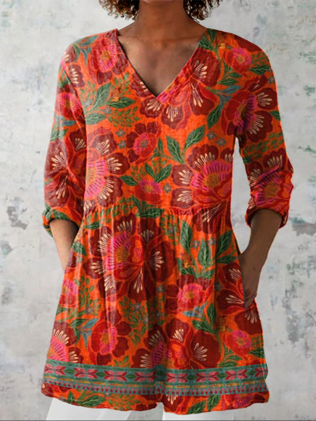 Felicidad | Camisa Larga de Cuello en V