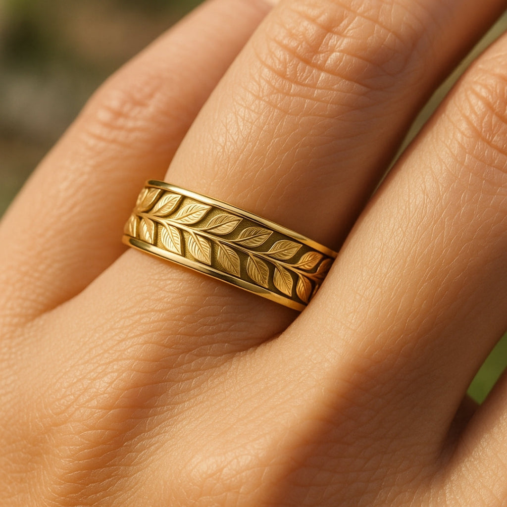 ANILLO VALENTINO COSTA HOJAS DORADAS