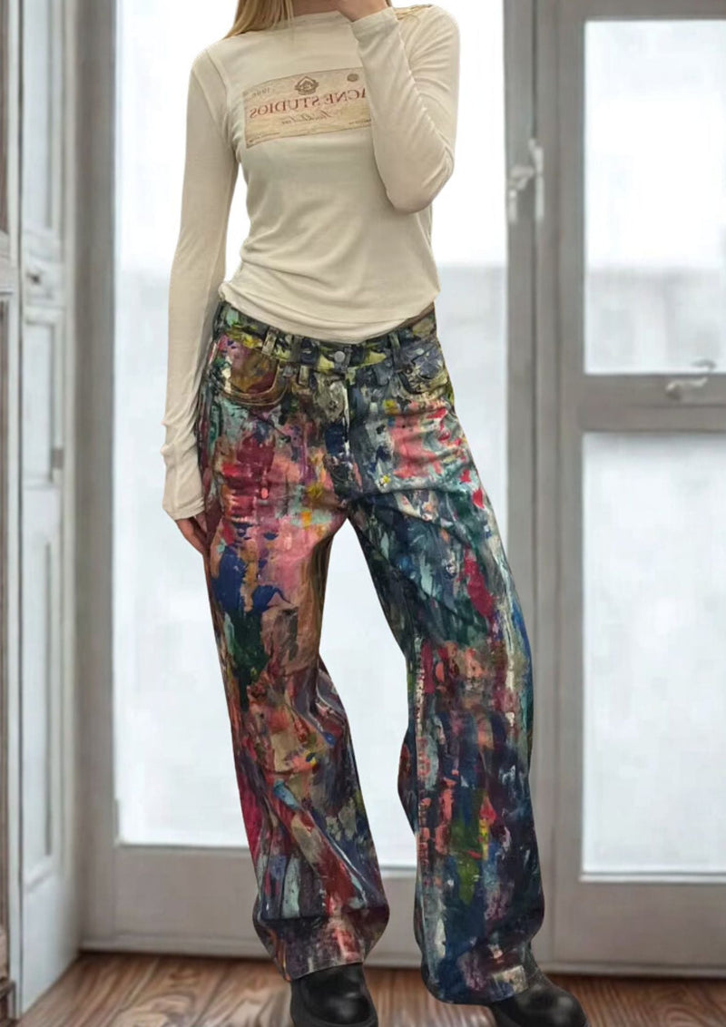 JEANS ARTÍSTICOS WIDE LEG PINTADOS A MANO