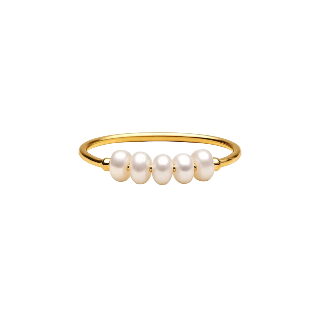 ANILLO VALENTINO COSTA CINCO PERLAS DORADO
