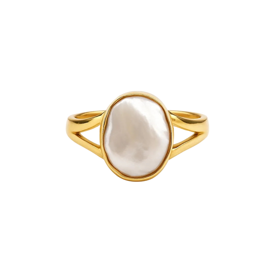 ANILLO VALENTINO COSTA PERLA IRREGULAR DORADO