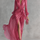 Abito lungo da donna elegante in chiffon rosa perla con scollo a V e cintura in vita