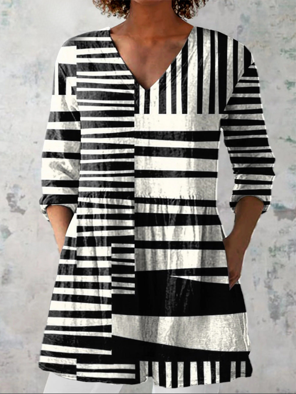 Camisa Larga de Cuello en V Capri