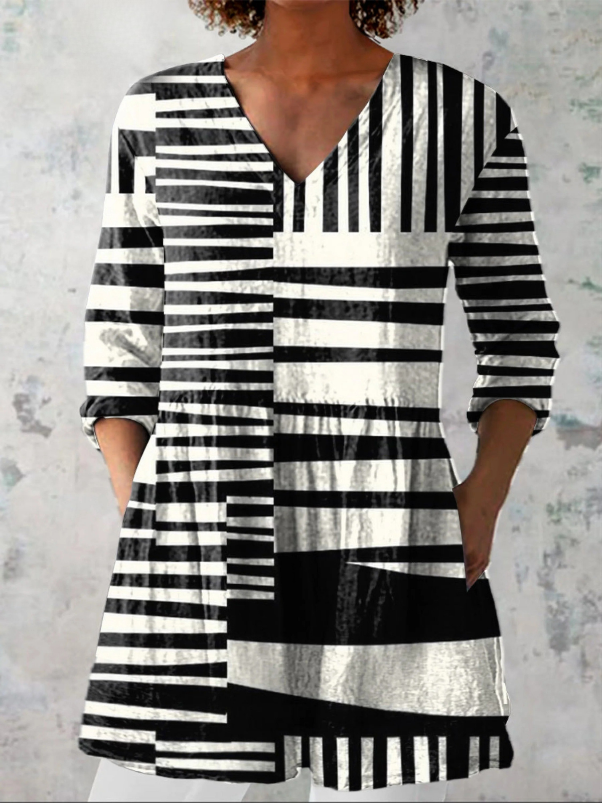 Camisa Larga de Cuello en V Capri
