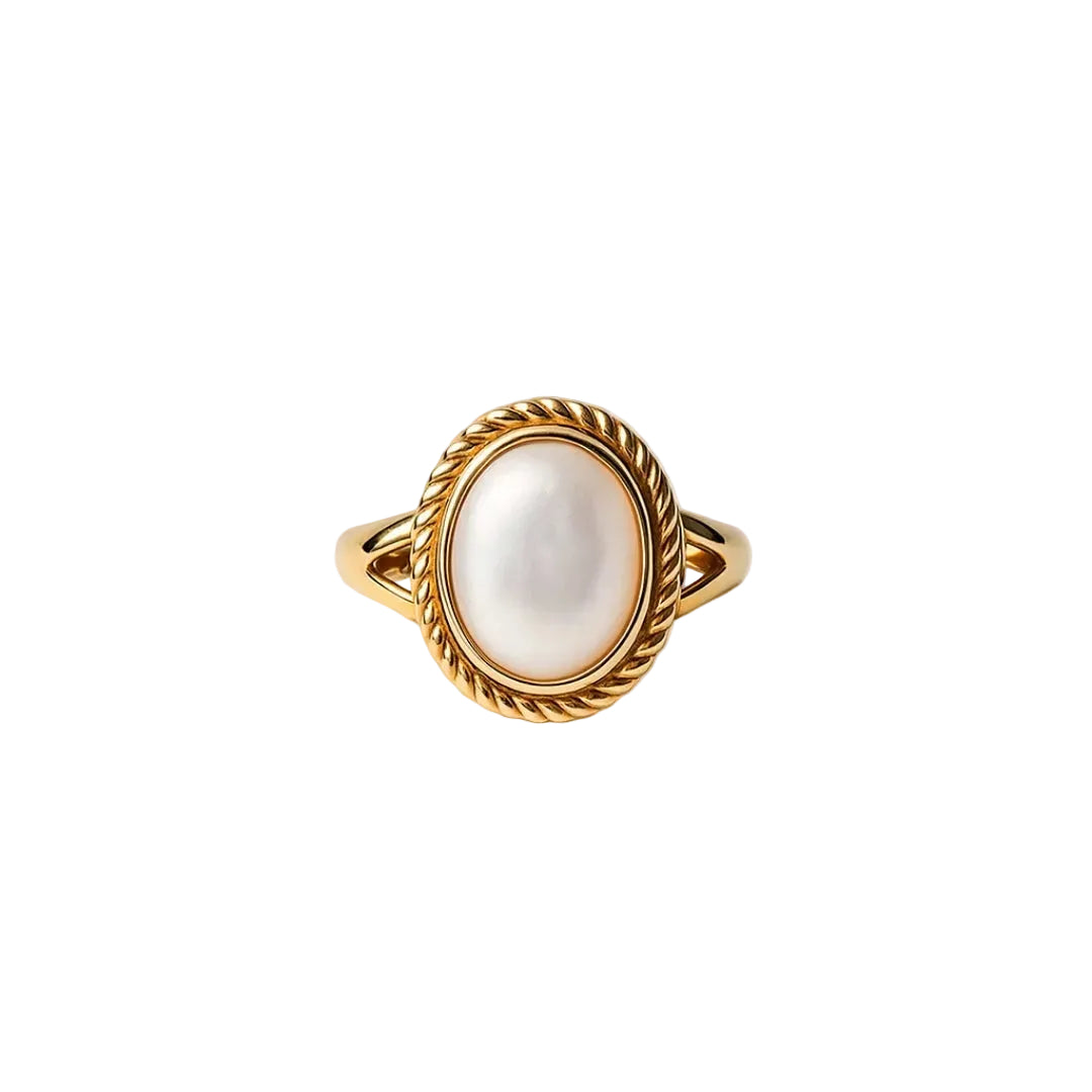 ANILLO VALENTINO COSTA OVAL PERLA BLANCA DORADO