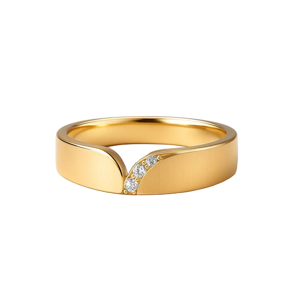 ANILLO VALENTINO COSTA DORADO LISO CON DETALLE DE CIRCONITA