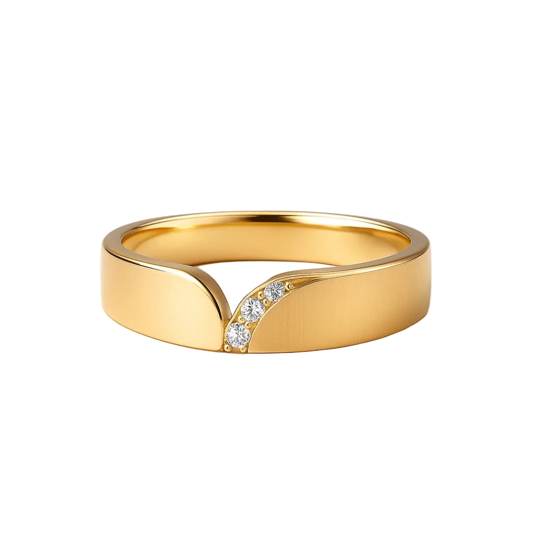ANILLO VALENTINO COSTA DORADO LISO CON DETALLE DE CIRCONITA