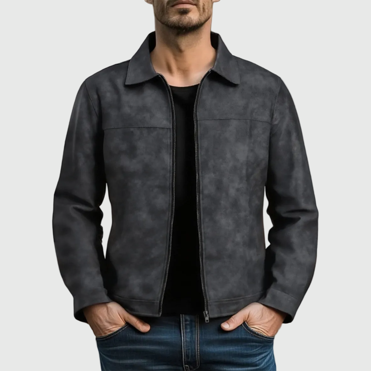 Rafael | Chaqueta de Cuero Clásica con Cremallera