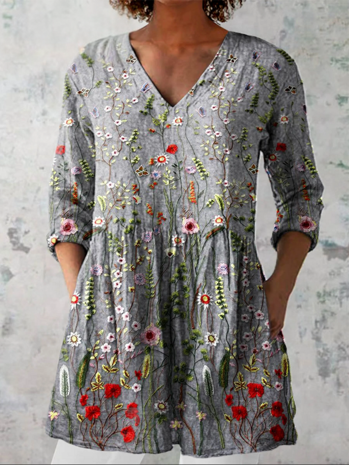 Lana | Camisa Larga de Cuello en V