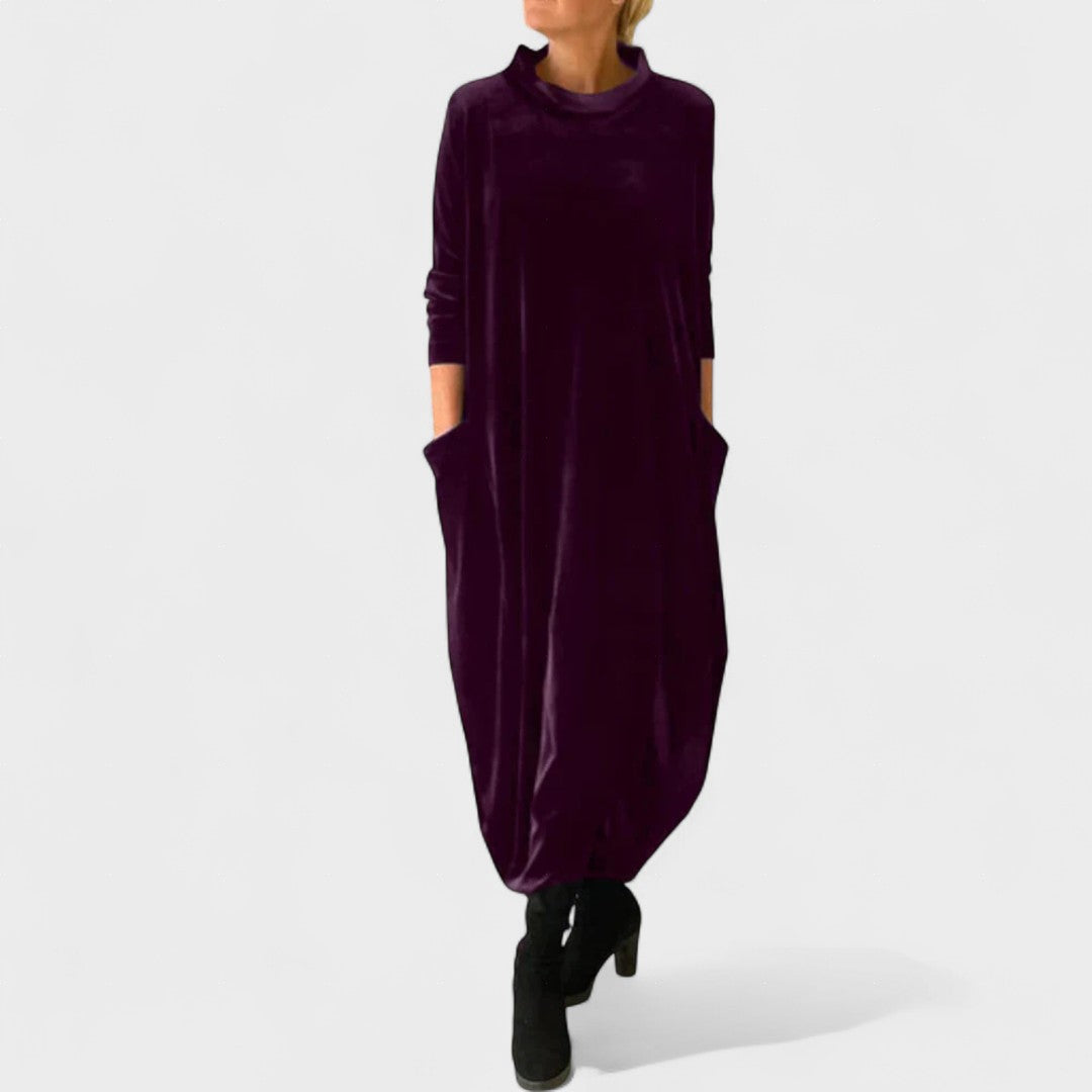 Zoe | Elegante Vestido de Terciopelo con Bolsillos