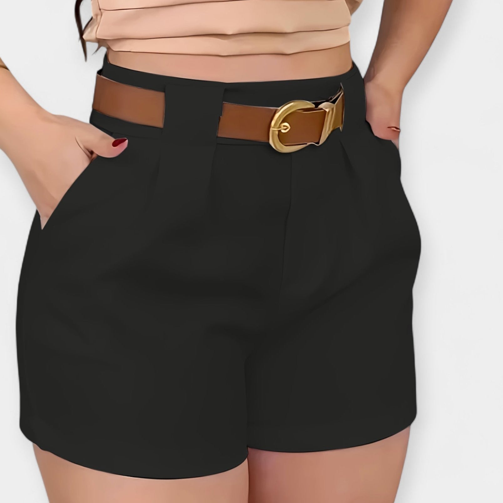 Pantalones cortos plisados de alta cintura