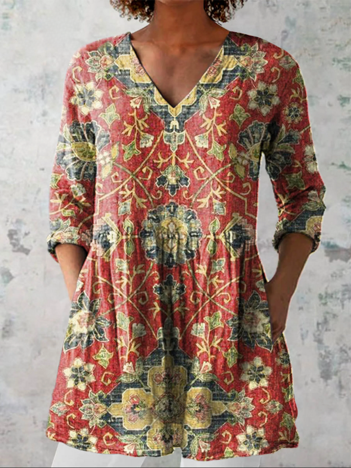 Valentina | Camisa Larga de Cuello en V