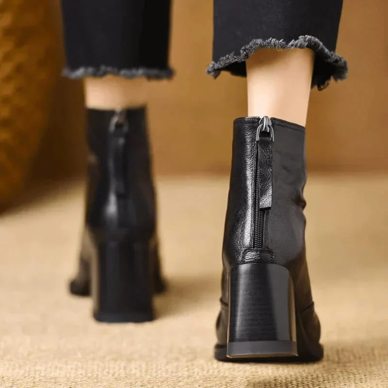 Isabelle | Botines de cuero cómodos con puntera y altura de tobillo