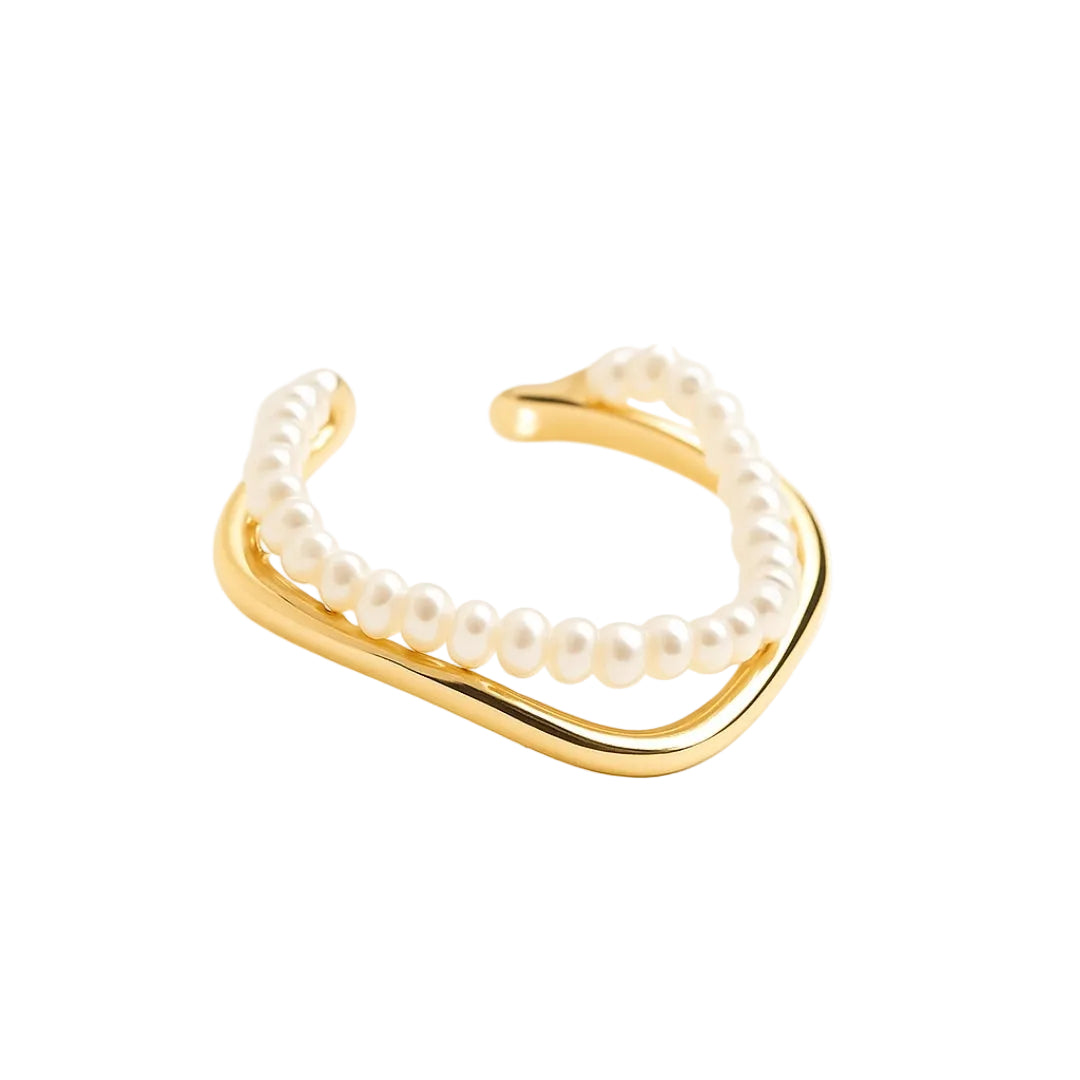 ANILLO VALENTINO COSTA ARO ABIERTO CON PERLAS