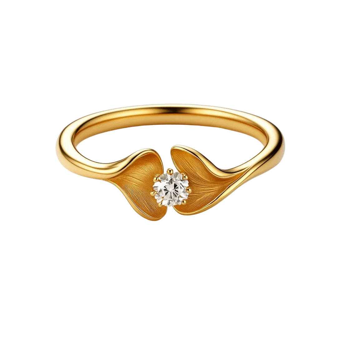 ANILLO VALENTINO COSTA DORADO ONDAS CON CIRCONITA CENTRAL
