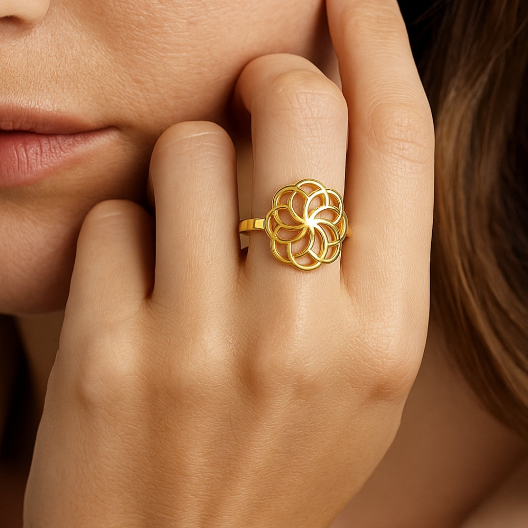 ANILLO VALENTINO COSTA DORADO FLOR CALADA