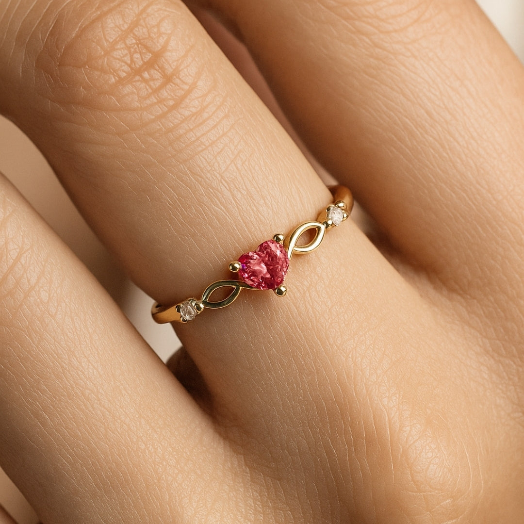 ANILLO VALENTINO COSTA DORADO CORAZÓN CON CIRCONITA DE COLOR