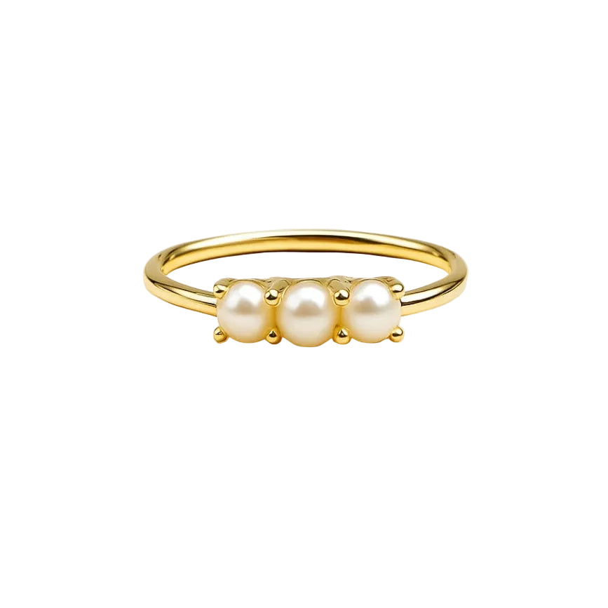 ANILLO VALENTINO COSTA TRIPLE PERLA DORADO