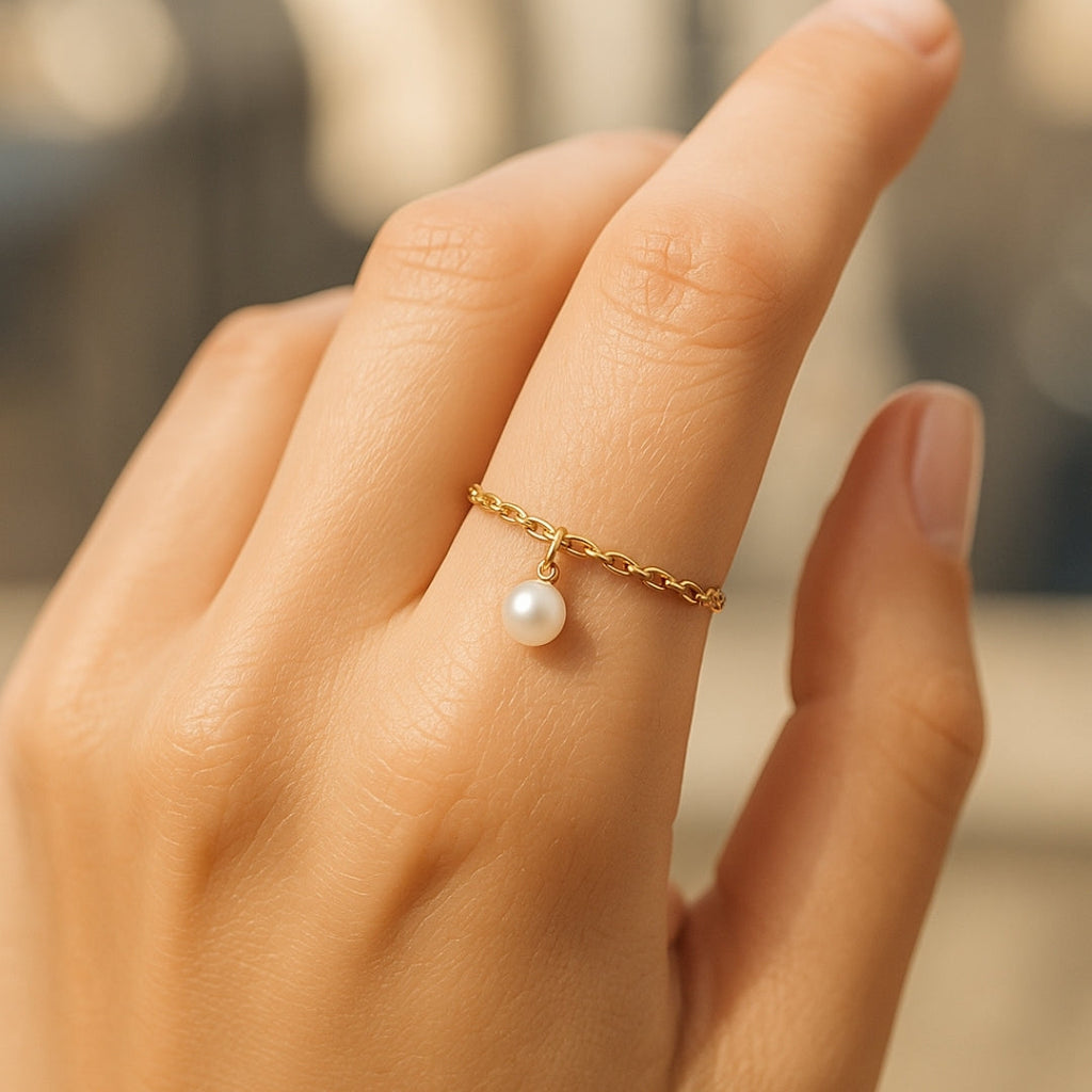 ANILLO VALENTINO COSTA CADENA DELICADA CON PERLA