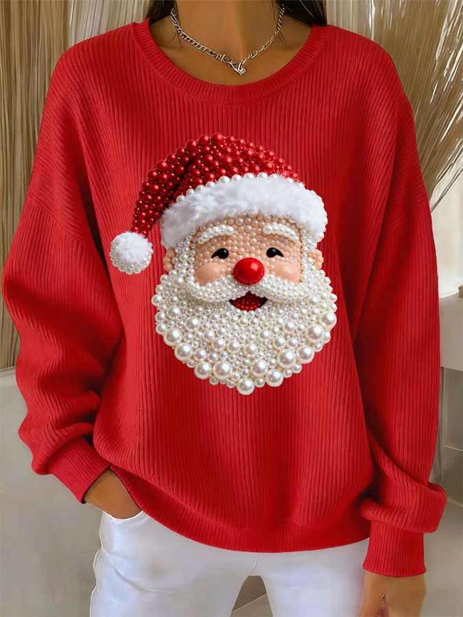Isa - Suéter navideño con Papá Noel perlado