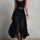 Abito Maxi Stretchy Nero Boho Western con Gonna Trasparente