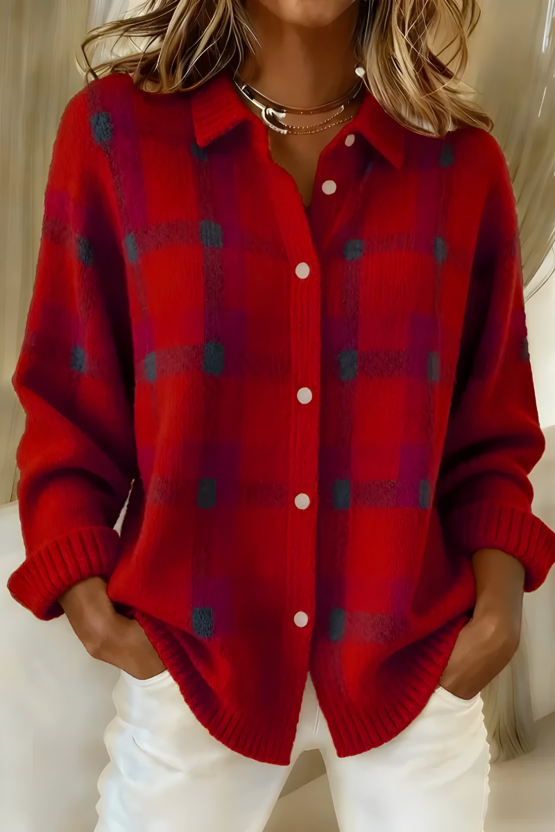 Anna | Weiche Strickjacke mit Karomuster
