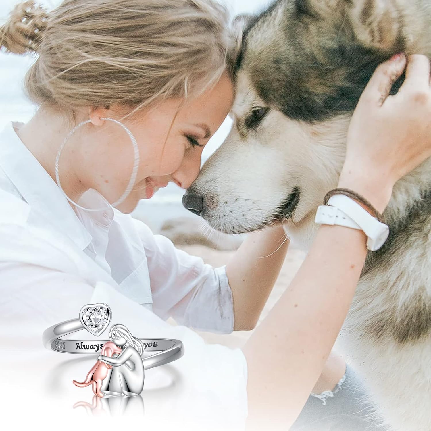 Mascota | Anillo de Abrazo de Perros (Rosa)