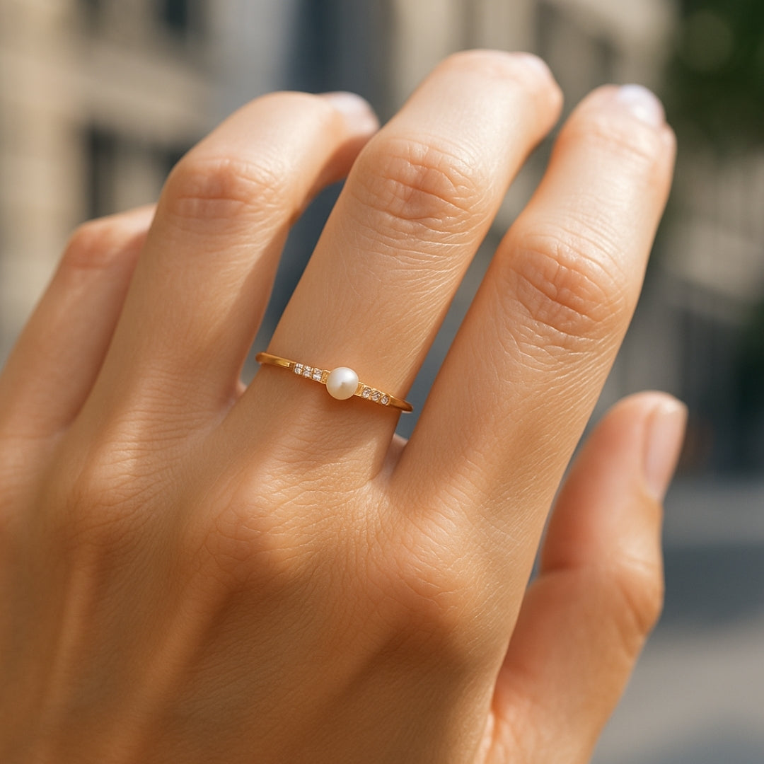 ANILLO VALENTINO COSTA PERLA CENTRAL CON CIRCONITAS