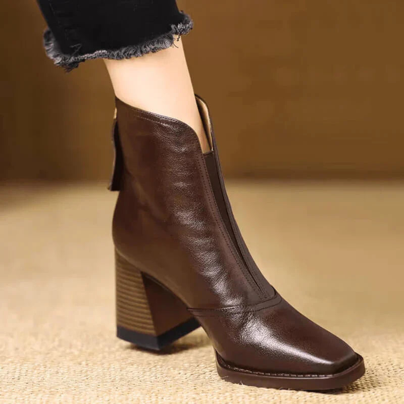 Isabelle | Botines de cuero cómodos con puntera y altura de tobillo