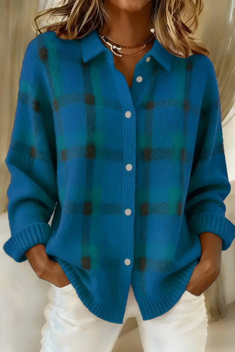 Anna | Weiche Strickjacke mit Karomuster