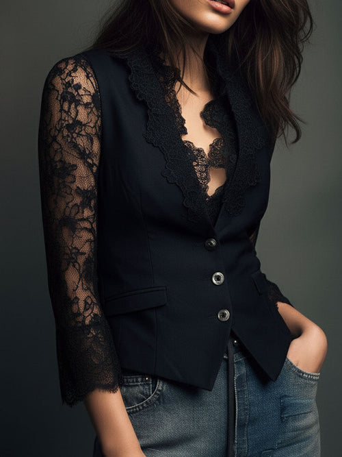 CLAUDIA | TOP NEGRO CON ENCAJE
