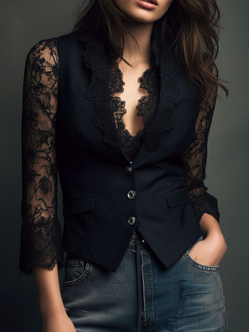 CLAUDIA | TOP NEGRO CON ENCAJE