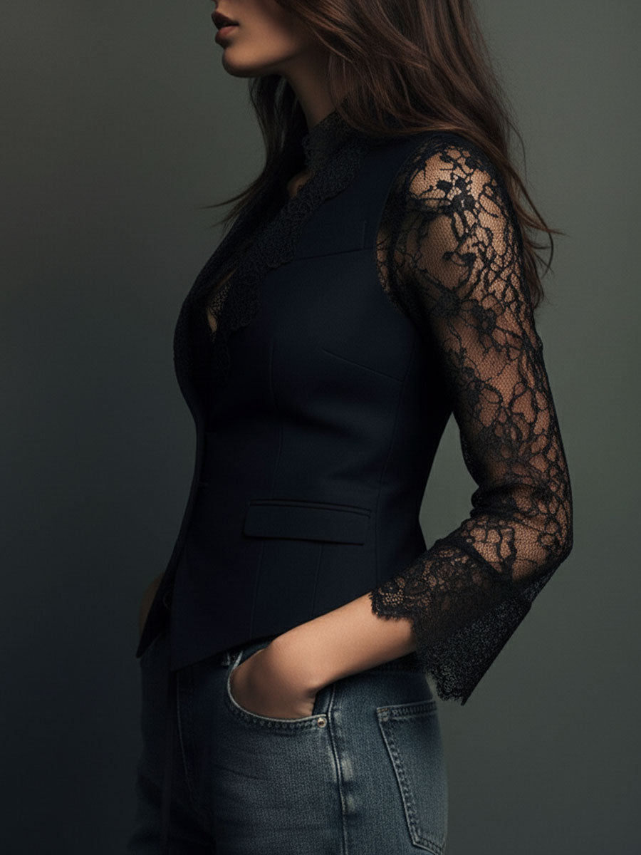 CLAUDIA | TOP NEGRO CON ENCAJE