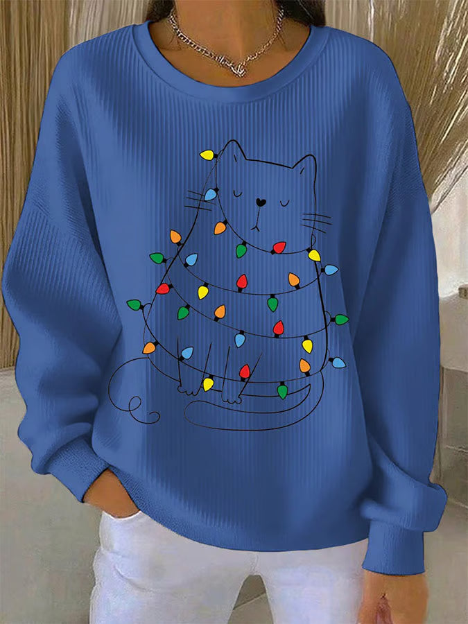 Saar - Suéter navideño con motivo de gatos