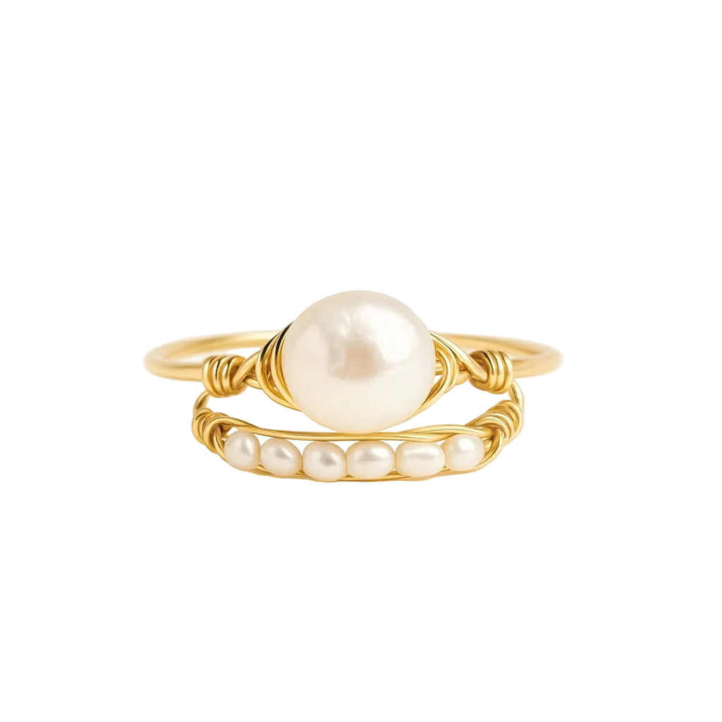 ANILLO VALENTINO COSTA PERLA CENTRAL CON DETALLES DE PERLAS