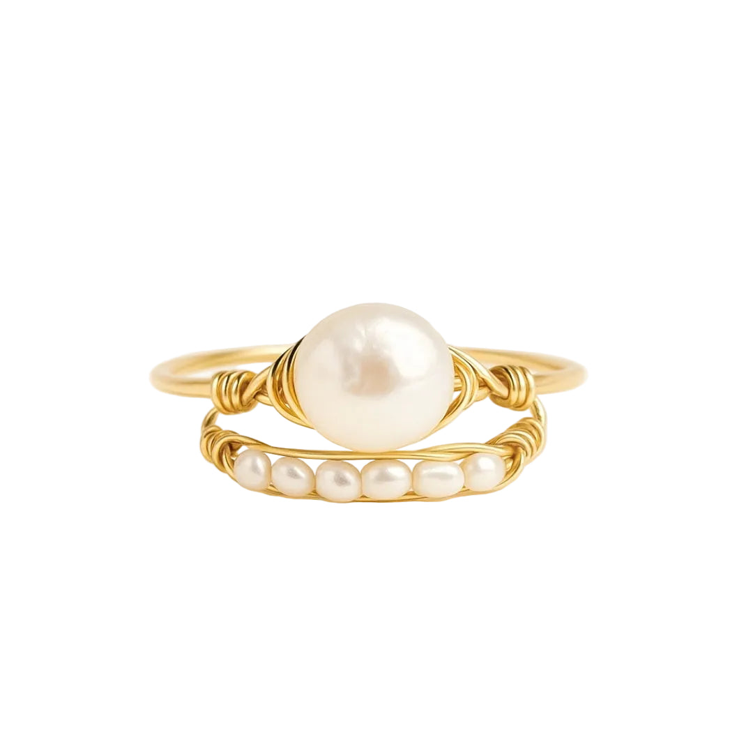 ANILLO VALENTINO COSTA PERLA CENTRAL CON DETALLES DE PERLAS