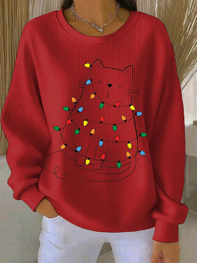 Saar - Suéter navideño con motivo de gatos